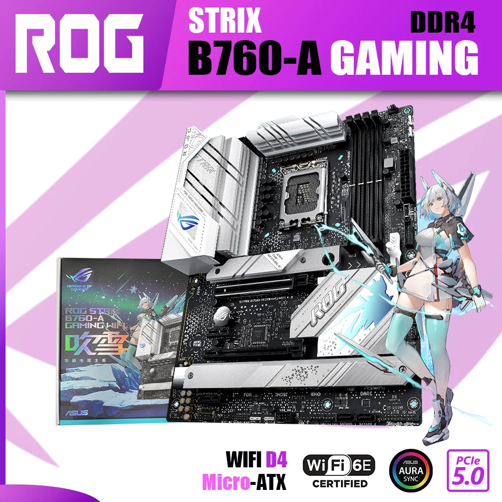 

New ASUS ROG STRIX B760-A GAMING WIFI DDR4 LGA1700 Motherboard B760 Mainboard 128G Support Intel 12th 13th GEN I5 I7 I9 Kit ATX