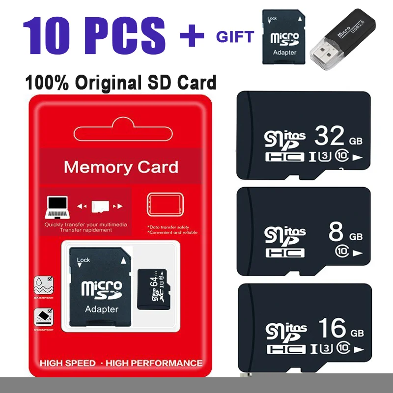 

10PCS TF Card Class10 128GB 256GB cartao de memoria 32GB 64GB 16G SD Card 8G 4GB 2GB Micro Flash Memory Card for Digital Devices