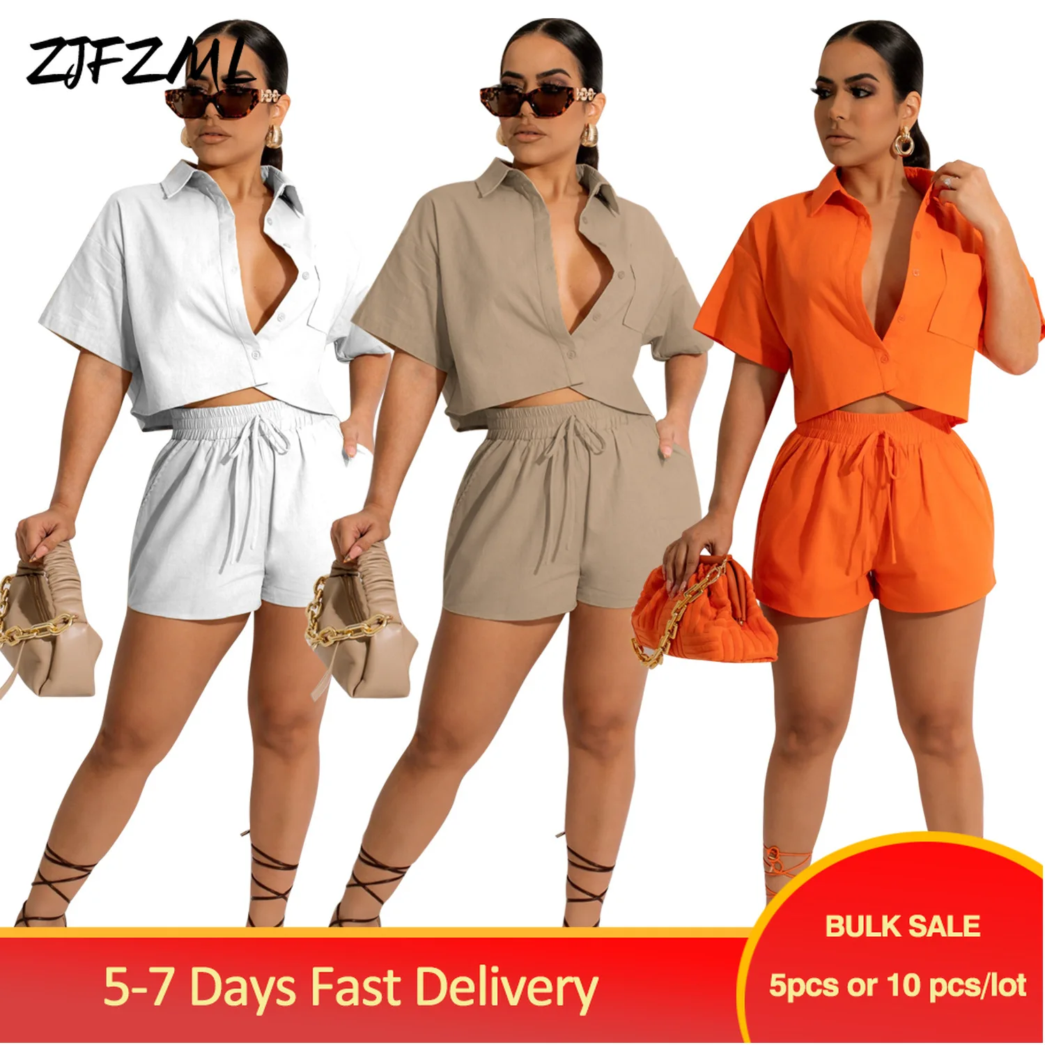Bulk Items Wholesale Lots Summer Vacation Outfits Single Breasted Short Sleeve Blouse Top+elastic Waist Short with Side Pockets
Bulk Items Wholesale Lots Summer Vacation Outfits Single Breasted Short Sleeve Blouse Top+elastic Waist Short with Side Pockets