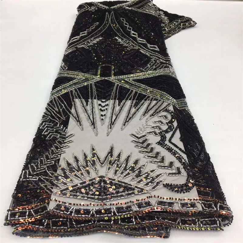 

Африканская кружевная ткань с блестками 2022, 5 ярдов, Высококачественная французская нигерийская кружевная ткань для жениха для шитья платья, свадебной вечеринки