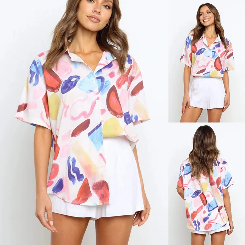 European and American Summer New Women's Clothing 2022 Fashion Temperament Short-sleeved Casual Tops Printed Shirts Women
European and American Summer New Women's Clothing 2022 Fashion Temperament Short-sleeved Casual Tops Printed Shirts Women