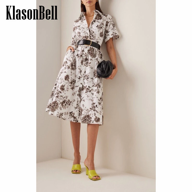 2.5 KlasonBell Fashion Floral Print Cotton Short Sleeve Single Breasted Midi Dress Women Without Belt
2.5 KlasonBell Fashion Floral Print Cotton Short Sleeve Single Breasted Midi Dress Women Without Belt