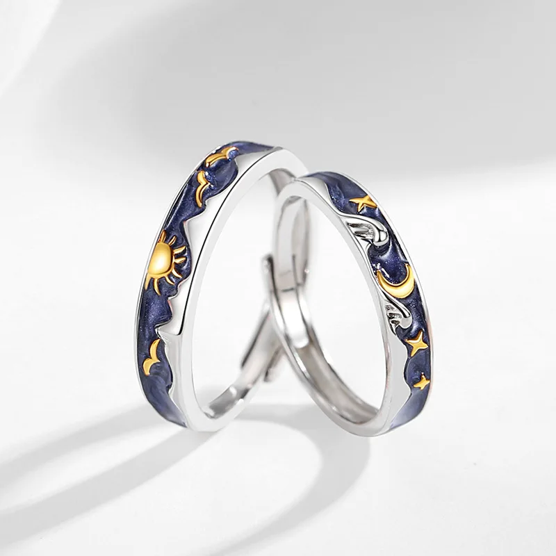 

Van Gogh Starry Sky Opening Lovers Ring For Women Men Romantic Students Birthday Gift Senior Enamel Jewelry