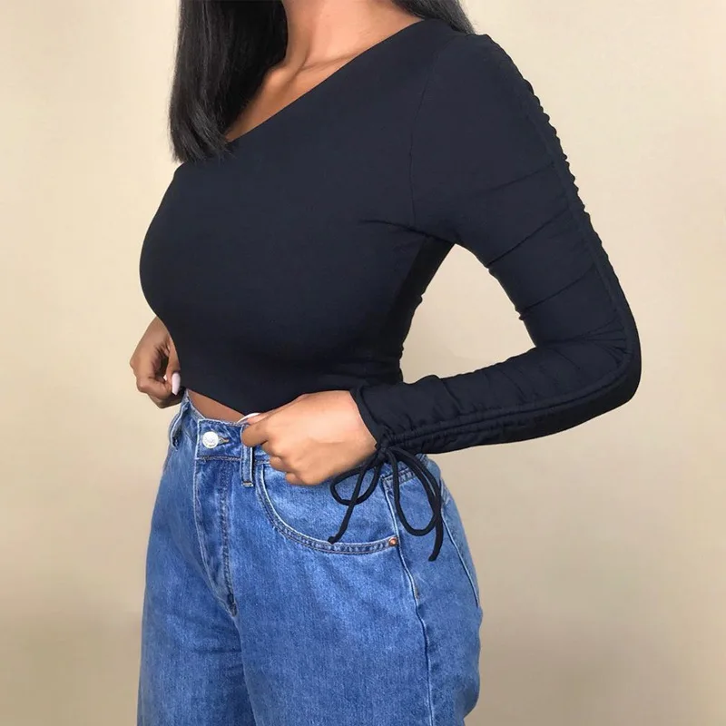 Women Sexy One Shoulder Top Unique Drawstring Long Sleeve Slim Fit Solid Color T-shirt Fashion Clothes NEW 2021 Spring Autumn
Women Sexy One Shoulder Top Unique Drawstring Long Sleeve Slim Fit Solid Color T-shirt Fashion Clothes NEW 2021 Spring Autumn