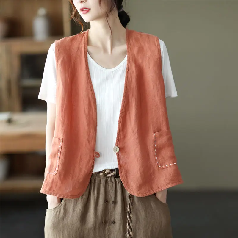 Cardigan Short Korean Women Autumn Sleeveless Retro Fashion Cotton Vest Spring Designer Jacket Pure Grace Plus Jacket Size Linen
Cardigan Short Korean Women Autumn Sleeveless Retro Fashion Cotton Vest Spring Designer Jacket Pure Grace Plus Jacket Size Linen