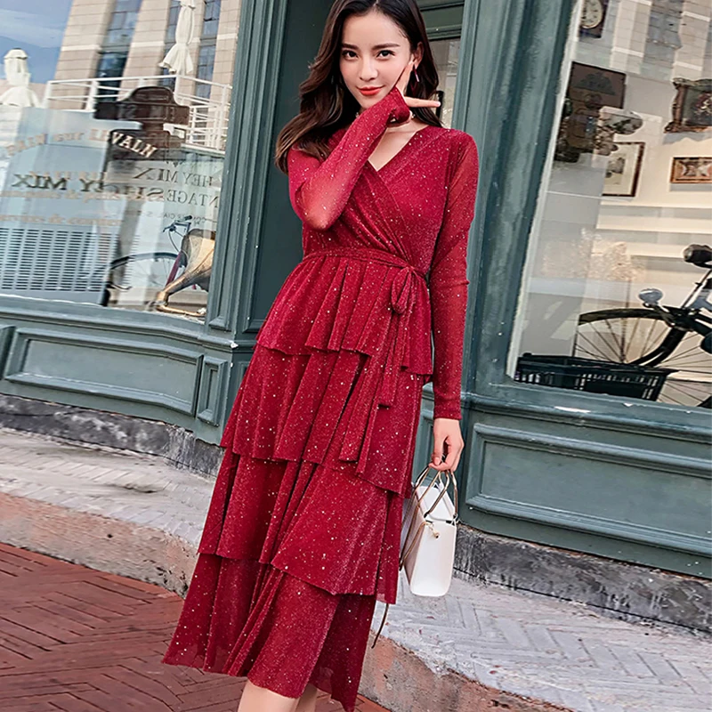 New Women Spring Autumn Dress Long Sleeve Elegant Summer Party Maxi Dress Ladies Fashion V-Neck Vintage Cascading Ruffle Dresses
New Women Spring Autumn Dress Long Sleeve Elegant Summer Party Maxi Dress Ladies Fashion V-Neck Vintage Cascading Ruffle Dresses