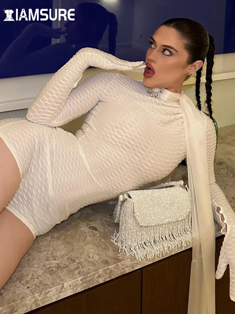 IAMSURE Elegant Fashion Sexy Solid Playsuits With Glove Slim Turtleneck Long Sleeve Rompers Women 2023 Autumn Winter Ladies
IAMSURE Elegant Fashion Sexy Solid Playsuits With Glove Slim Turtleneck Long Sleeve Rompers Women 2023 Autumn Winter Ladies