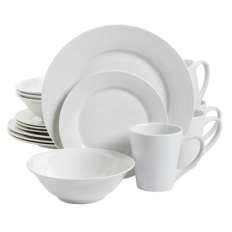 

Noble Court 16 pc Dinnerware Set - White - Fine Ceramic Dinnerware Set Utensils For Kitchen