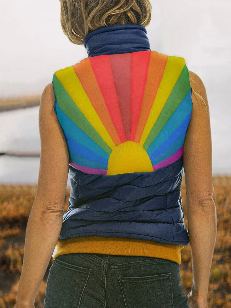Fashion Rainbow Padded Puffer Vests Sleeveless Winter Warm Coats Parkas Jacket Stand Collar Zipper Insulated Vest Outwear Pocket
Fashion Rainbow Padded Puffer Vests Sleeveless Winter Warm Coats Parkas Jacket Stand Collar Zipper Insulated Vest Outwear Pocket