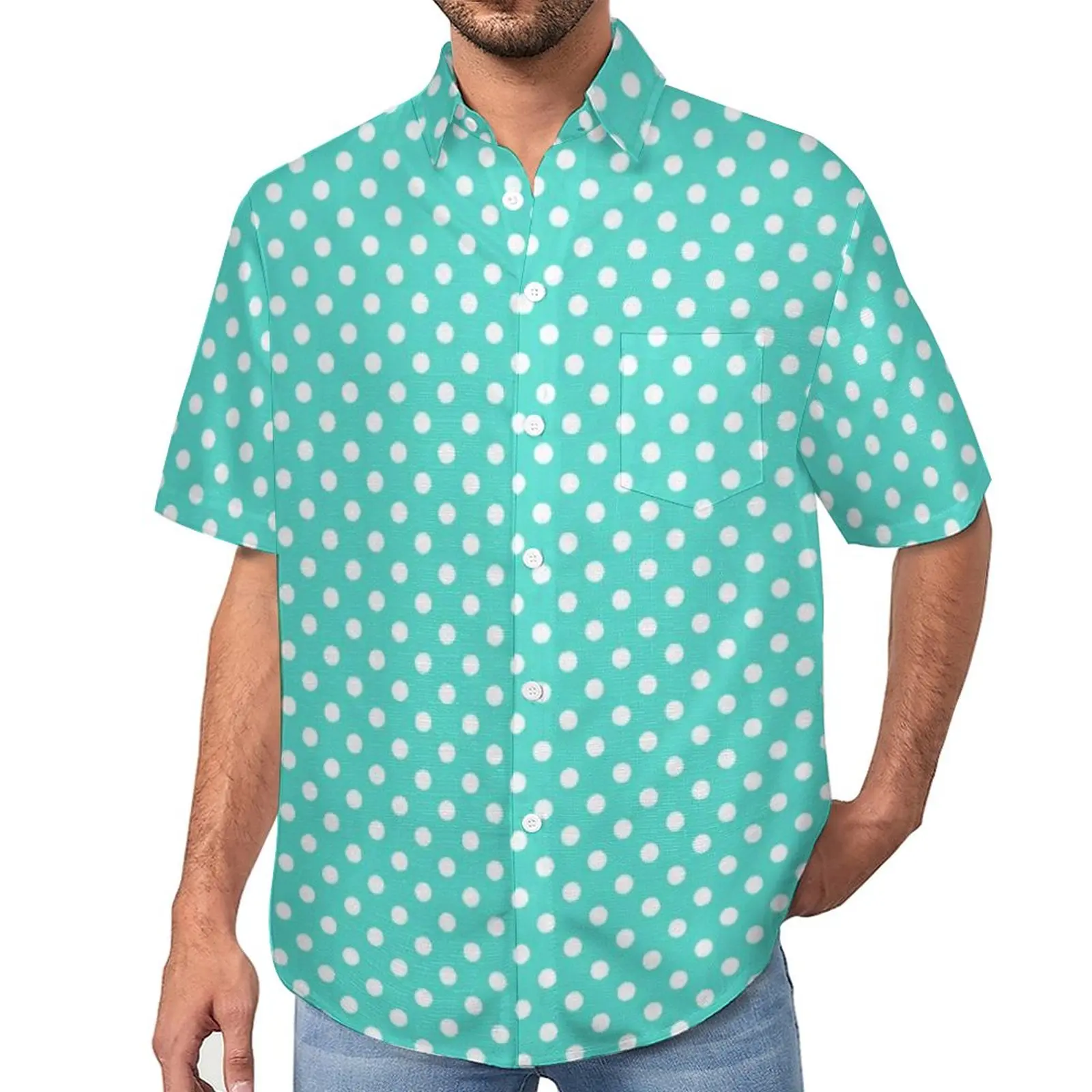 Teal Blue Polka Dot Loose Shirt Beach Retro Turquoise Trendy Casual Shirts Hawaiian Custom Short-Sleeve Vintage Oversize Blouses
Teal Blue Polka Dot Loose Shirt Beach Retro Turquoise Trendy Casual Shirts Hawaiian Custom Short-Sleeve Vintage Oversize Blouses