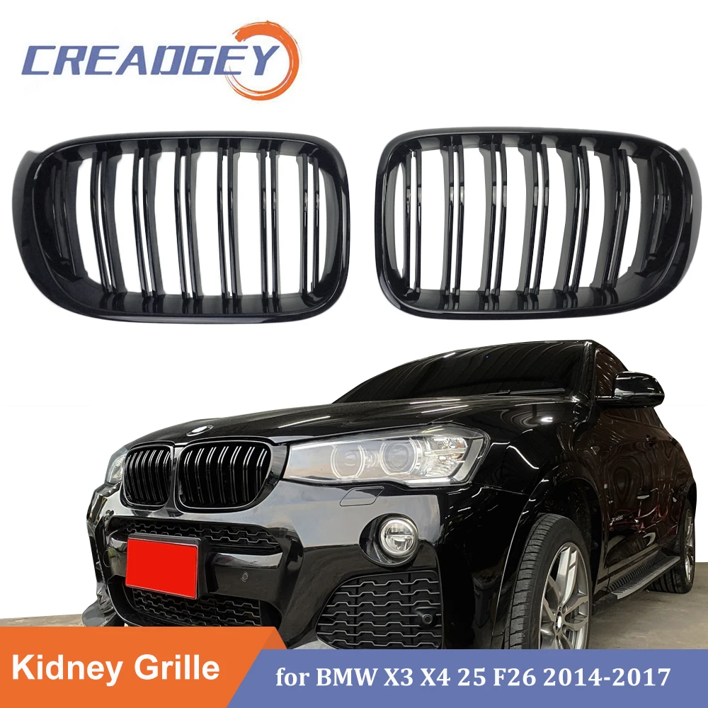 Front Kidney Grille Gloss Black ABS Double Slats for BMW X3 X4 F25 F26 2014 2015 2016 2017 2018 Bumper Hood Grills Replacement
Front Kidney Grille Gloss Black ABS Double Slats for BMW X3 X4 F25 F26 2014 2015 2016 2017 2018 Bumper Hood Grills Replacement