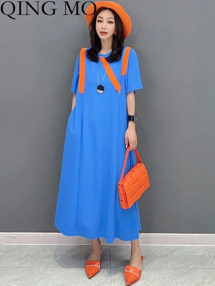 QING MO 2023 Summer New Fashion Casual Solid Women Dress Black Blue O Neck Medium Length Dress Female ZXF2331
QING MO 2023 Summer New Fashion Casual Solid Women Dress Black Blue O Neck Medium Length Dress Female ZXF2331