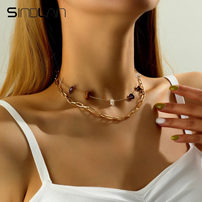 Sindlan 2Pcs Vintage Natural Stone Gold Color Chains Pendants Necklace for Women Boho Crystal Set Female Charms Jewelry Collares
Sindlan 2Pcs Vintage Natural Stone Gold Color Chains Pendants Necklace for Women Boho Crystal Set Female Charms Jewelry Collares