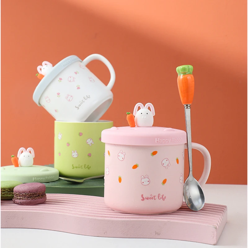 320ml Pink Cartoon Cute Rabbit Ceramic Cup with Lid Spoon Home Breakfast Afternoon Tea Milk Coffee Cup Children's Gift
320ml Pink Cartoon Cute Rabbit Ceramic Cup with Lid Spoon Home Breakfast Afternoon Tea Milk Coffee Cup Children's Gift