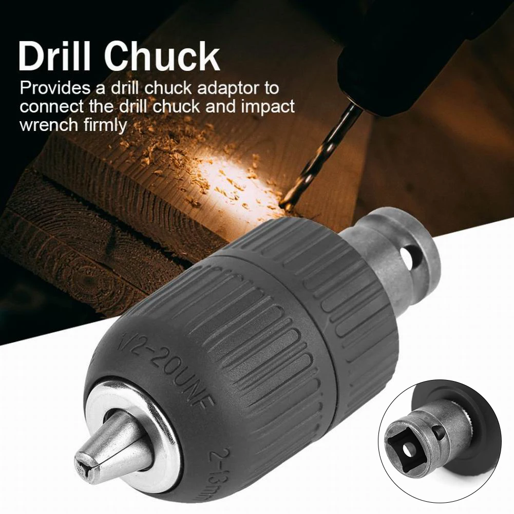 1/2"-20UNF Drill Chuck 2-13 mm Capacity Keyless Chuck with 1/2" Adapter for Impact Wrench Conversion Tool
1/2"-20UNF Drill Chuck 2-13 mm Capacity Keyless Chuck with 1/2" Adapter for Impact Wrench Conversion Tool