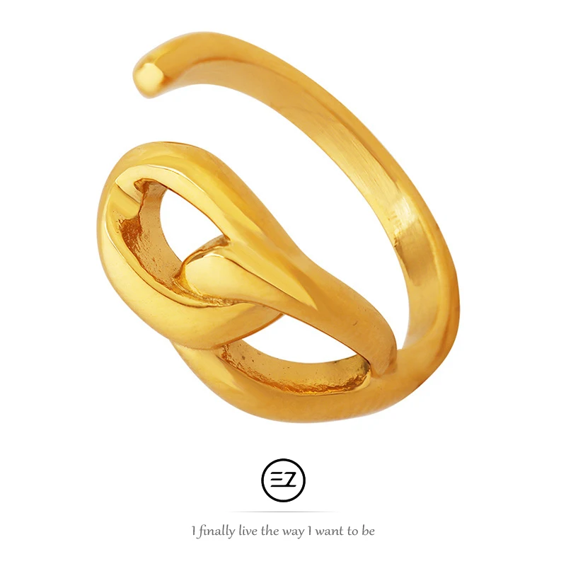 

EZeasy Finger Ring Luxury Fine Chain Geometric Splicing For Women High Quality Wedding Anniversary Design Jewelry Gift 2023