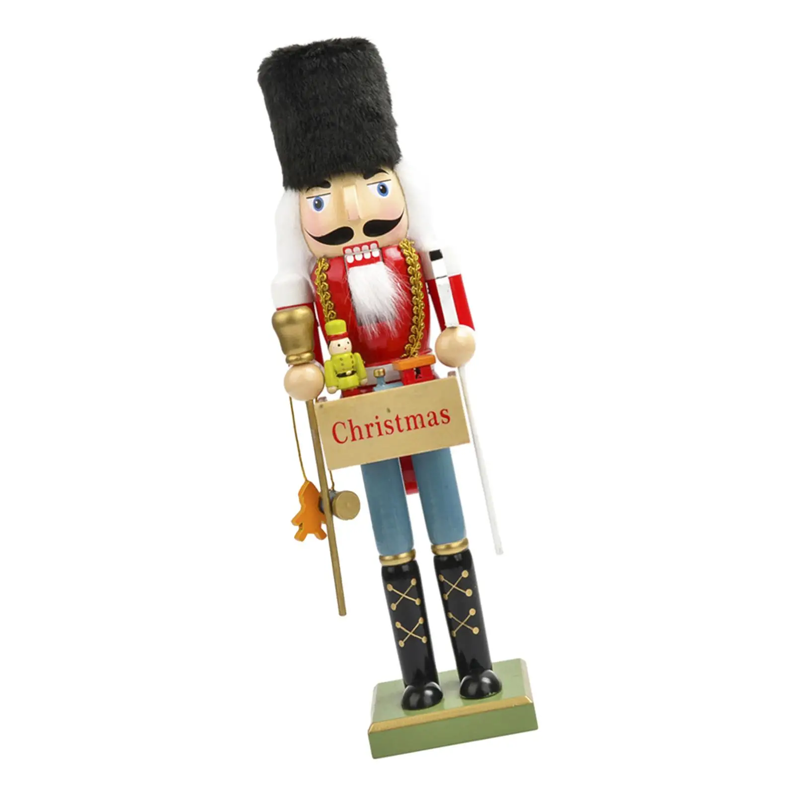 

38cm Wooden Nutcracker Cartoon Traditional Multifunctional Kids Toys Stable Base Desktop Decor Decorative Figures Christmas Doll