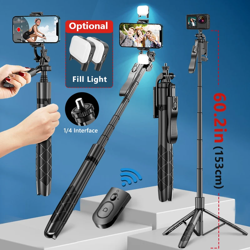 

1530mm L16 Selfie Stick Tripod Stand Wireless Foldable Monopod for Smartphones Gopro Action Cameras Balance Steady Shooting Live