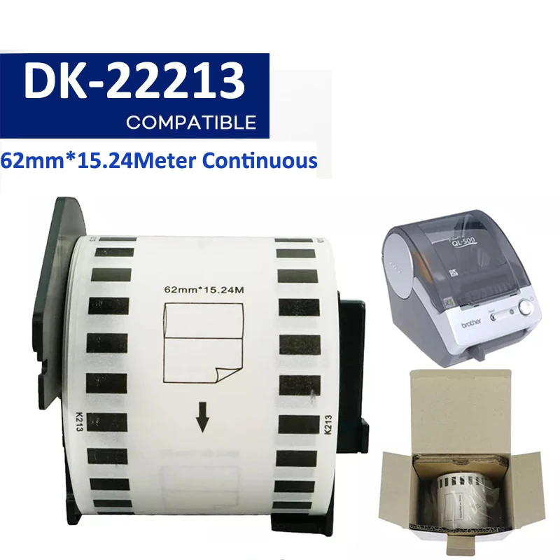 Compatible DK-22213 Black on Clear Film Label 62mm*15.24M Continuous Label DK22213 DK2213 Compatible For Brother Printer
Compatible DK-22213 Black on Clear Film Label 62mm*15.24M Continuous Label DK22213 DK2213 Compatible For Brother Printer