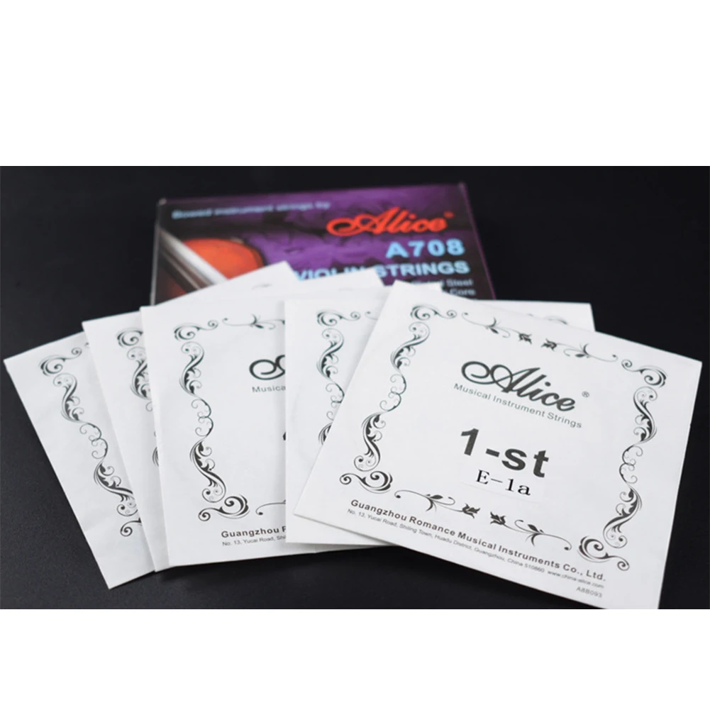 

Alice High-End A708 Violin Strings 4 String 5 Pcs E String X2 For 4/4 Violins E-1st Steel Core A-2nd D-3rd G-4th Nylon Core