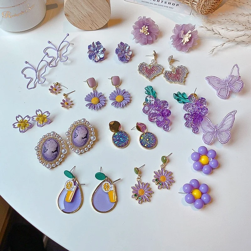 2022 Unique Design Purple Flowers Butterfly Drop Earrings for Women Sweet Fairy Mystery Shiny Crystal Resin Yarn Earring Jewelry
2022 Unique Design Purple Flowers Butterfly Drop Earrings for Women Sweet Fairy Mystery Shiny Crystal Resin Yarn Earring Jewelry