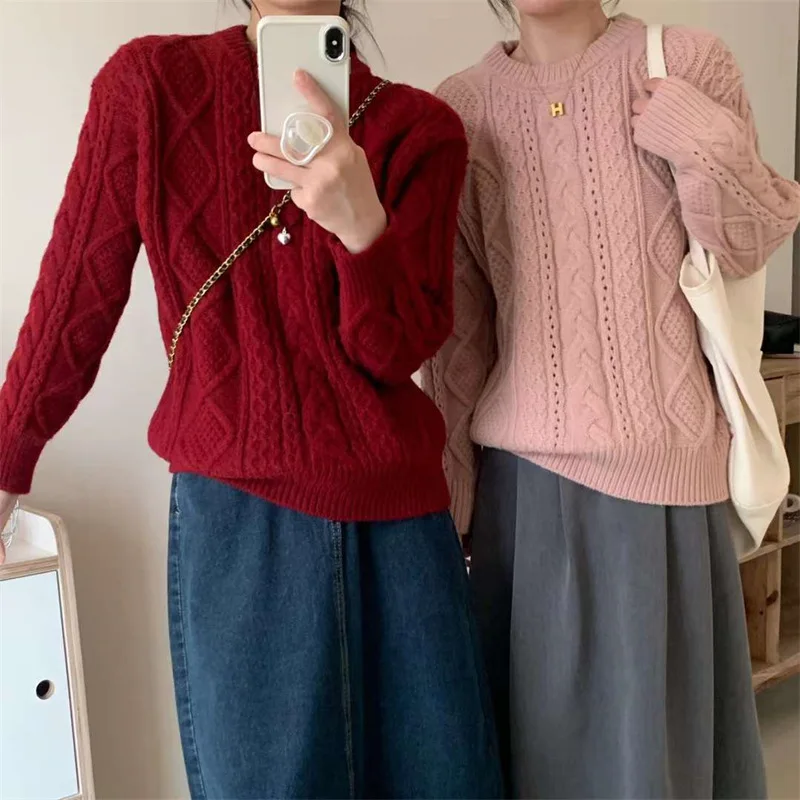 Осенне-зимний новый вязаный свитер, томный пуловер, свитер, Женский вязаный свитер с круглым вырезом
Осенне-зимний новый вязаный свитер, томный пуловер, свитер, Женский вязаный свитер с круглым вырезом