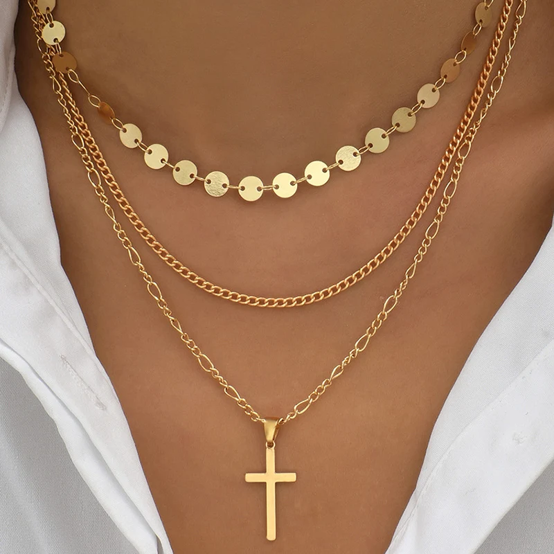 Boho Multilayer Cross Pendant Necklaces For Women Geometry Sheet Chain Choker Necklace Fashion Jewelry For Women Gift N0363
Boho Multilayer Cross Pendant Necklaces For Women Geometry Sheet Chain Choker Necklace Fashion Jewelry For Women Gift N0363