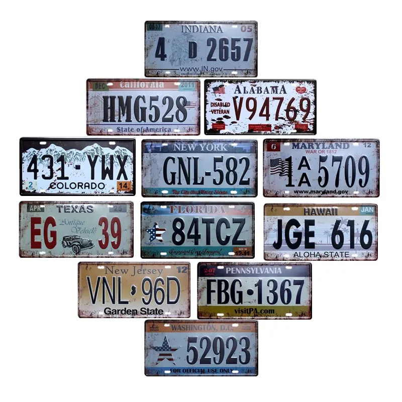 American Car Plates Number USA License Plate Garage Plaque Metal Tin Sign Bar Decoration Vintage Home Decor
American Car Plates Number USA License Plate Garage Plaque Metal Tin Sign Bar Decoration Vintage Home Decor