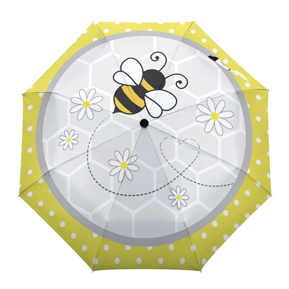 Yellow Dots Bees Daisies Hive Windproof Umbrellas Travel Folding Umbrella for Female Male Eight Bone Automatic Printed Parasol
Yellow Dots Bees Daisies Hive Windproof Umbrellas Travel Folding Umbrella for Female Male Eight Bone Automatic Printed Parasol