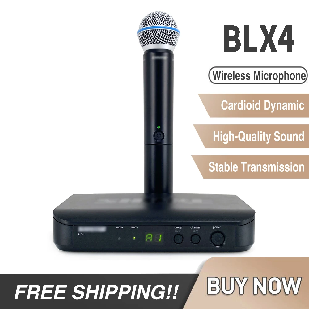 BLX4 Profession 1 Channel Wireless Vocal Microphone UHF System Kit Handheld Mic For Karaoke Stage Performanc Church Speech
BLX4 Profession 1 Channel Wireless Vocal Microphone UHF System Kit Handheld Mic For Karaoke Stage Performanc Church Speech