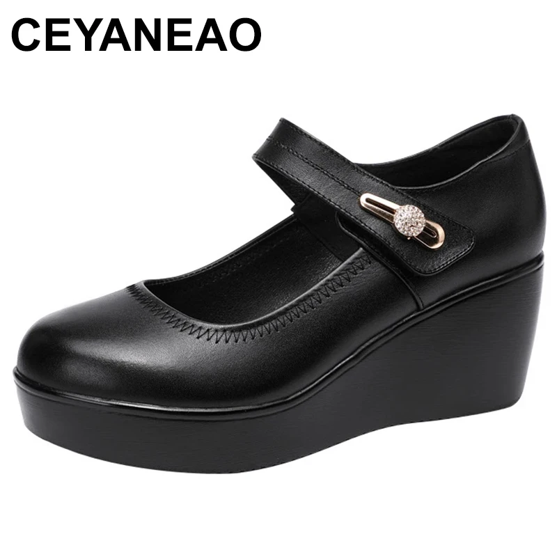 2023 Spring Leather Shoes Women Platform Wedges Shoe High Heels Round Toe Comfortable Black Women Pumps Large Size 33-43
2023 Spring Leather Shoes Women Platform Wedges Shoe High Heels Round Toe Comfortable Black Women Pumps Large Size 33-43