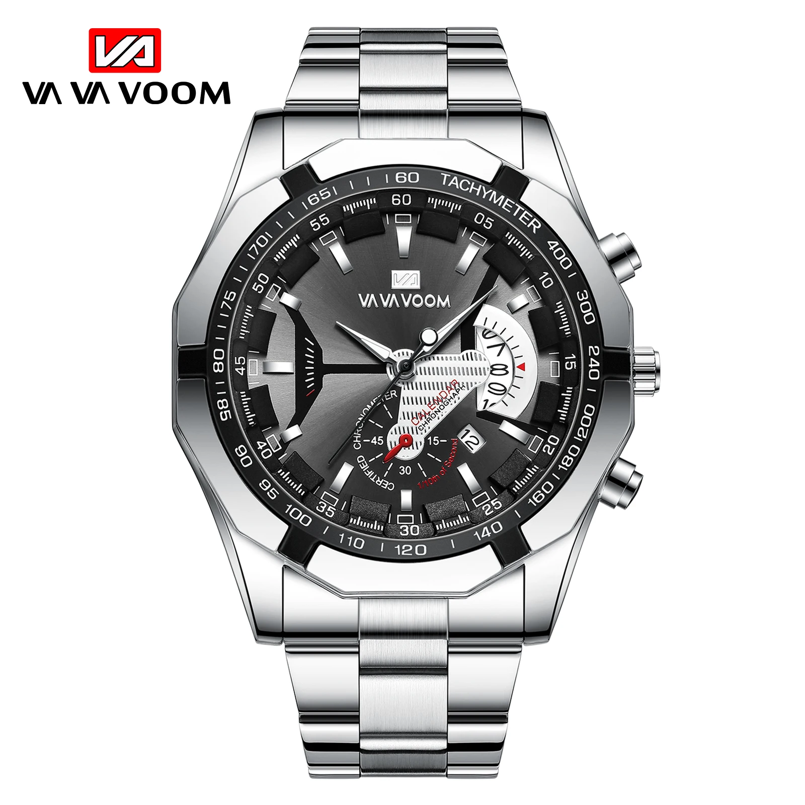 Men's Sports Watch Business Fashion Luminous Design Black Surface Silver Belt Stainless Steel Calendar Waterproof Quartz Watches
Men's Sports Watch Business Fashion Luminous Design Black Surface Silver Belt Stainless Steel Calendar Waterproof Quartz Watches