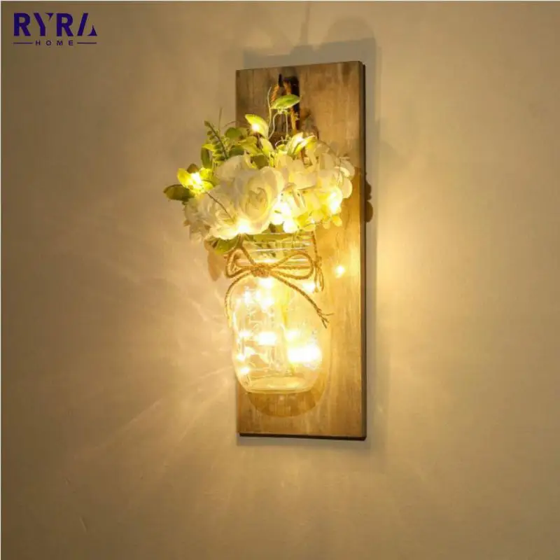 Настенный светильник в стиле ретро, деревянная банка с имитасветодиодный светодиодного цветка розы, светло-зеленое искусственное растение... 
Настенный светильник в стиле ретро, деревянная банка с имитасветодиодный светодиодного цветка розы, светло-зеленое искусственное растение...