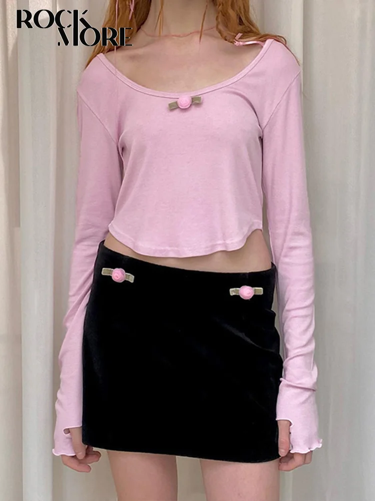 Rockmore Pink Sweet Long Sleeves T-shirt Y2K Aesthetics Coquette Women Gentle Casual Crop Tops Female Basic Tee Korean Spring
Rockmore Pink Sweet Long Sleeves T-shirt Y2K Aesthetics Coquette Women Gentle Casual Crop Tops Female Basic Tee Korean Spring