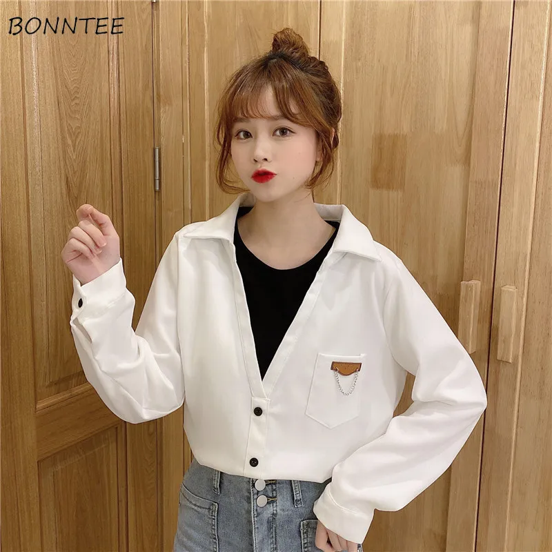 Blouses Women Spring Patchwork Fake Two Piece Simple Roupas Femininas Baggy Korean Style All-match Daily Design Trendy Casual
Blouses Women Spring Patchwork Fake Two Piece Simple Roupas Femininas Baggy Korean Style All-match Daily Design Trendy Casual