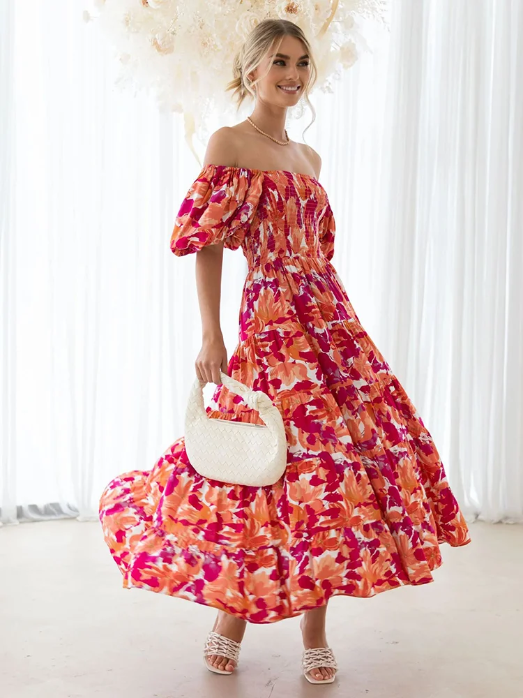 Elegant Floral Prints Dresses 2023 New Sexy Backless Slash Neck Elastic High Waist Short Puff Sleeve Skinny Maxi Dress Midi Long
Elegant Floral Prints Dresses 2023 New Sexy Backless Slash Neck Elastic High Waist Short Puff Sleeve Skinny Maxi Dress Midi Long