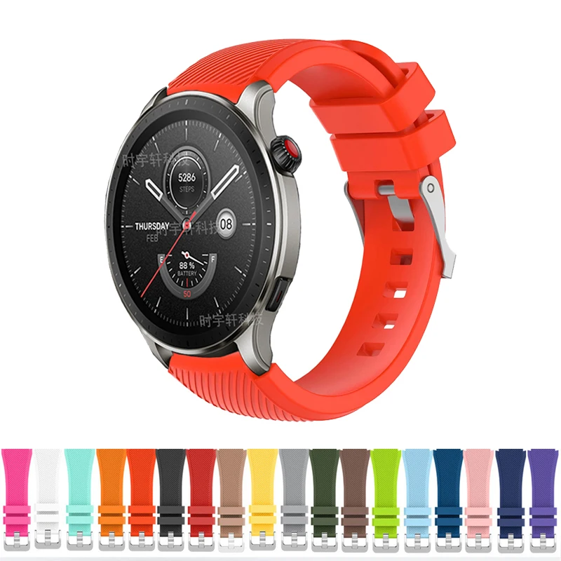 Ремешок силиконовый для смарт-часов Amazfit GTR 4 спортивный браслет 3 Pro/2 2E/47 мм/Bip