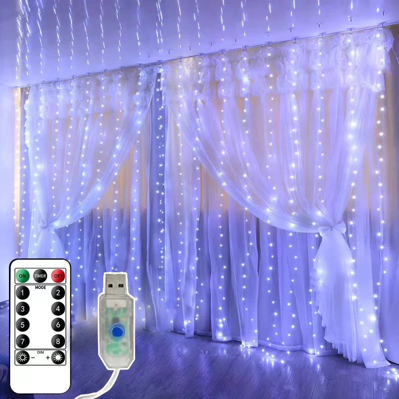 Curtain LED String Lights Christmas Decoration 3m Remote Control Holiday Wedding Fairy Garland Lights for Bedroom Outdoor Home
Curtain LED String Lights Christmas Decoration 3m Remote Control Holiday Wedding Fairy Garland Lights for Bedroom Outdoor Home