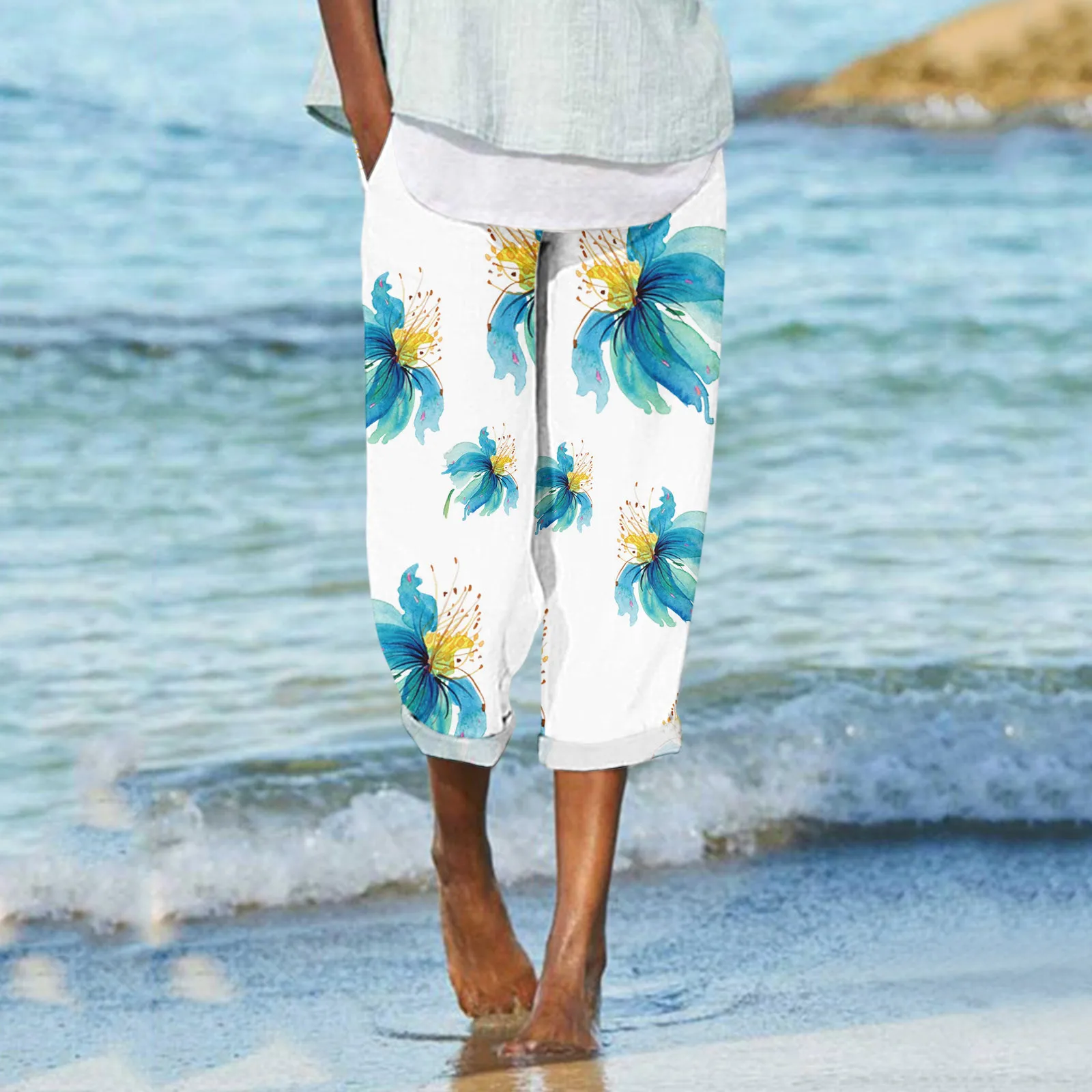 Summer Oversized Wide Leg Pants Women Vintage Loose Beach Pants Elastic High Waist Print Summer Cotton Long Straight Trousers
Summer Oversized Wide Leg Pants Women Vintage Loose Beach Pants Elastic High Waist Print Summer Cotton Long Straight Trousers
