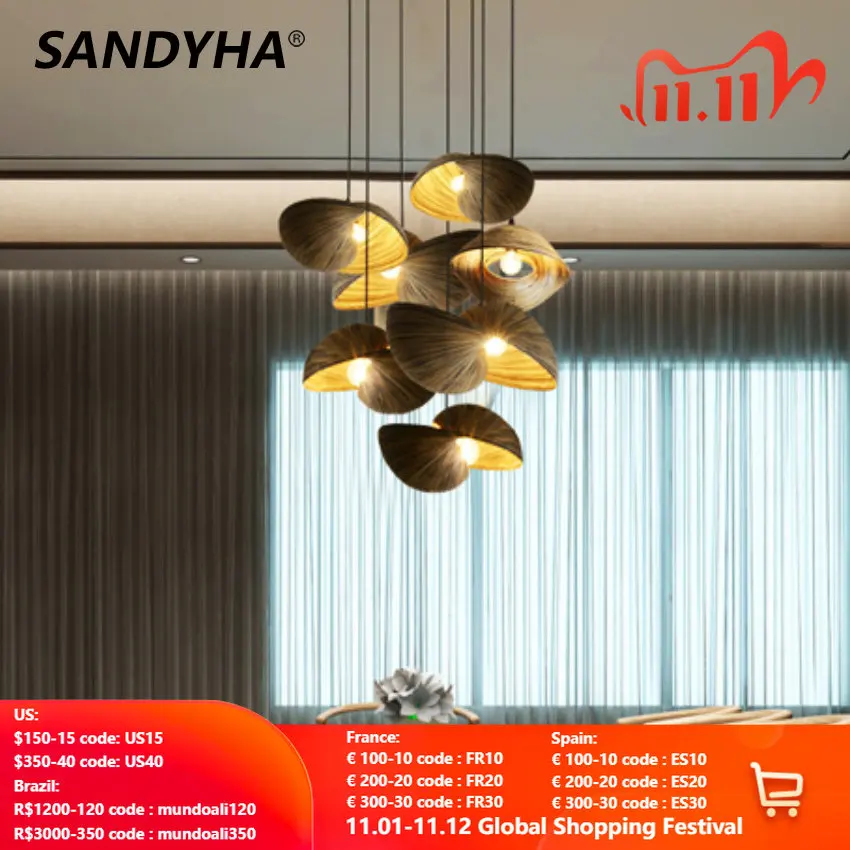 SANDYHA Modern Bamboo Lampshade Pandent Light Personalized Long Fishline Chandelier Restaurant Living Dinning Room Hanging Lamp
SANDYHA Modern Bamboo Lampshade Pandent Light Personalized Long Fishline Chandelier Restaurant Living Dinning Room Hanging Lamp