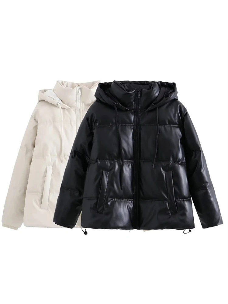 Winter Thick Warm Hooded Windproof Parkas Women Fashion Black PU Leather Coat Women Elegant Zipper Cotton Jacket Female Ladies
Winter Thick Warm Hooded Windproof Parkas Women Fashion Black PU Leather Coat Women Elegant Zipper Cotton Jacket Female Ladies