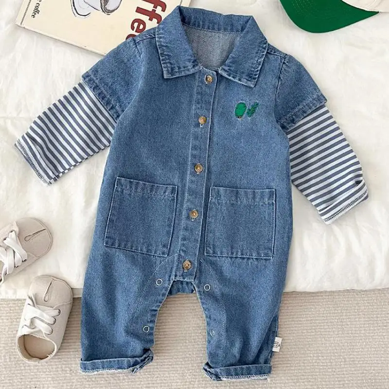 Autumn Boy Baby Cool Splicing Dungarees Cardigan Pocket Romper Girl Infant Embroidery Denim Jumpsuit Kid Cotton Casual One-piece
Autumn Boy Baby Cool Splicing Dungarees Cardigan Pocket Romper Girl Infant Embroidery Denim Jumpsuit Kid Cotton Casual One-piece