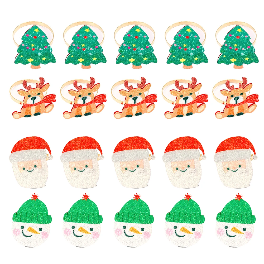 

Christmas Cheers at Your Table Pack of 20 Napkin Rings Elk Christmas Tree Snowman Old Man Exquisite Table Decoration