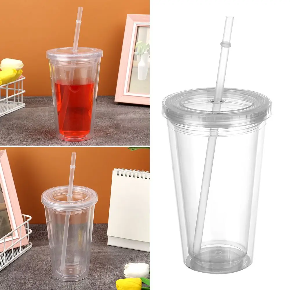500ml Reusable Double-layer Plastic Transparent Drinking Cup Water Bottle With Lid Straw Cup Outdoor Drink Tea Milk Mug Tools
500ml Reusable Double-layer Plastic Transparent Drinking Cup Water Bottle With Lid Straw Cup Outdoor Drink Tea Milk Mug Tools
