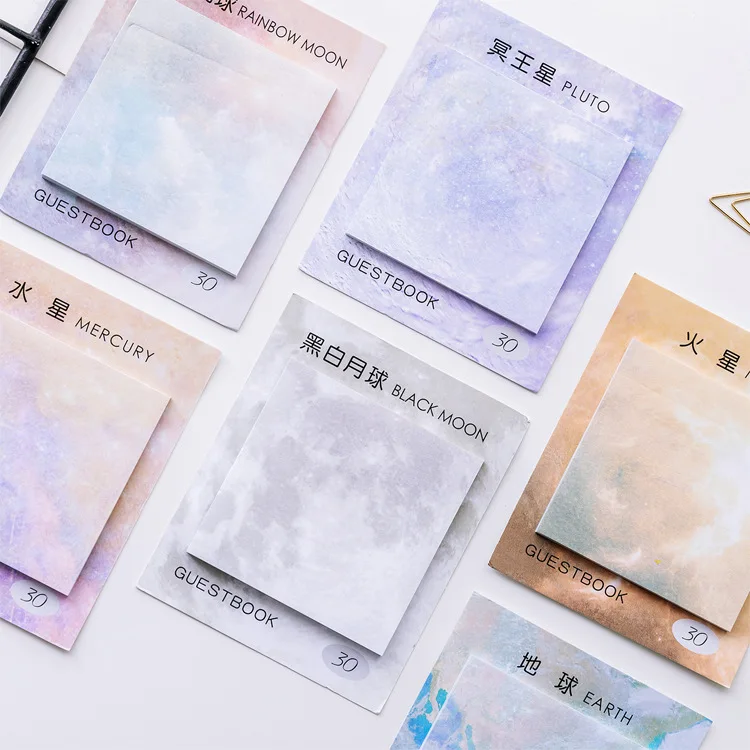 

Creative Planet Series Convenience Sticky Notes Memo Pad Earth Moon Circular Tearable Notebook Office Notes