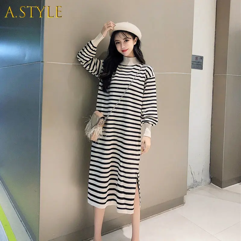 Dress Women Soft Autumn New Basic Long Sleeve Fashion Ulzzang Striped Daily Ladies Dresses Side-slit Chic Vintage Womens Vestido
Dress Women Soft Autumn New Basic Long Sleeve Fashion Ulzzang Striped Daily Ladies Dresses Side-slit Chic Vintage Womens Vestido