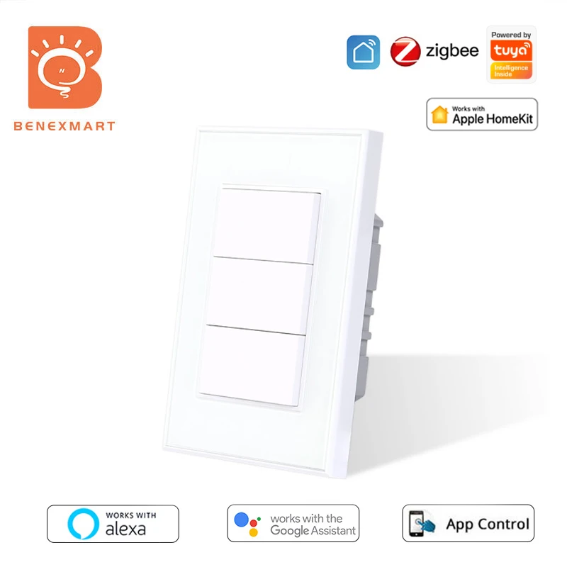 Benexmart TUYA Zigbee 1 2 3 Gangs Push Button Wall Light Switch with Neutral Interruptor US AU Smart Switch Alexa Google Home
Benexmart TUYA Zigbee 1 2 3 Gangs Push Button Wall Light Switch with Neutral Interruptor US AU Smart Switch Alexa Google Home
