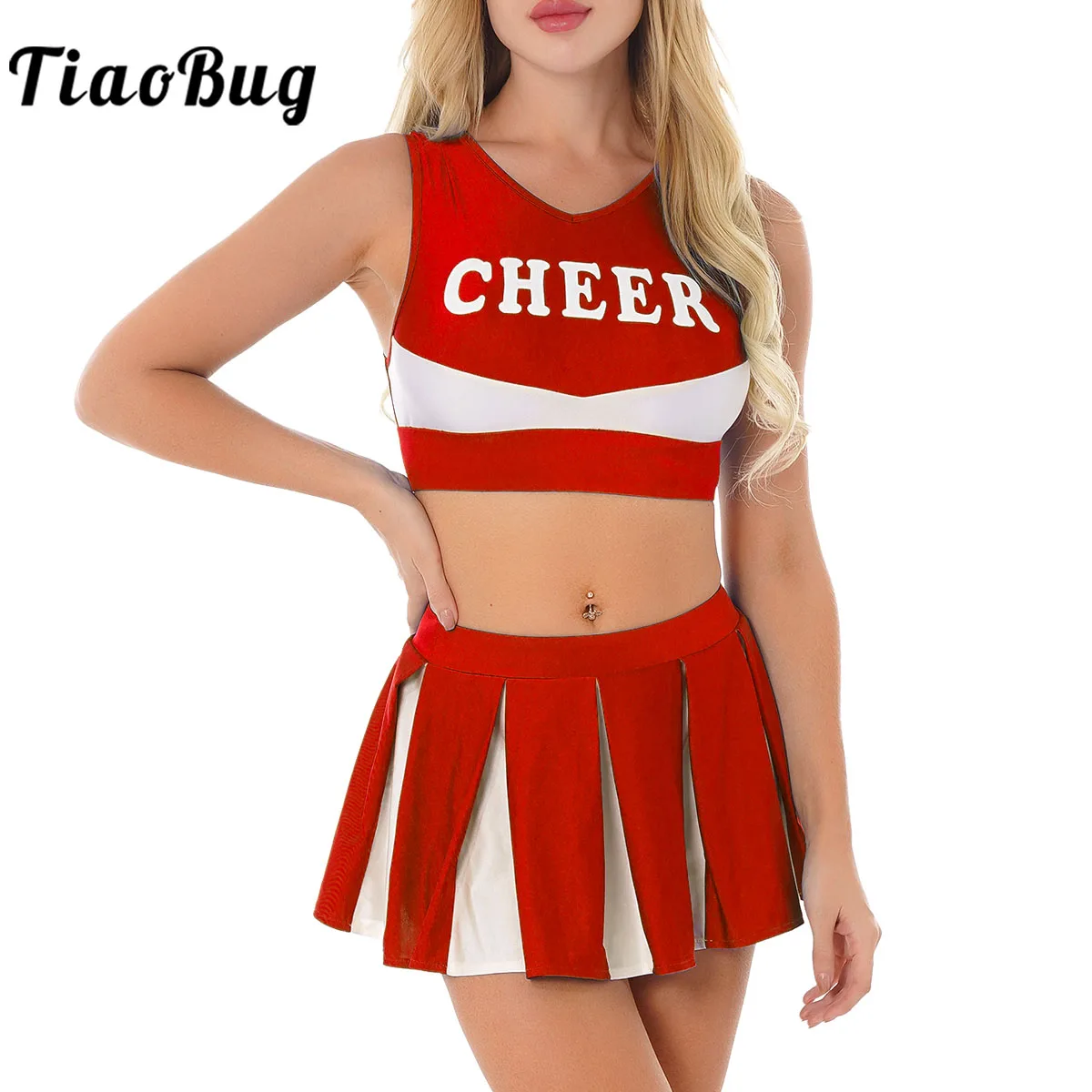 Костюм для чарлидинга для женщин, милое платье для Хэллоуина для взрослых, Униформа, наряд для школьниц, Клубная одежда для вечеринки 
Костюм для чарлидинга для женщин, милое платье для Хэллоуина для взрослых, Униформа, наряд для школьниц, Клубная одежда для вечеринки