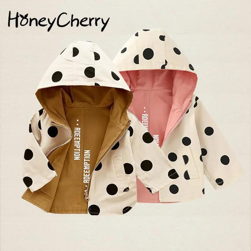 HoneyCherry Children's Polka Dot Print Reversible Jacket Outdoor Trench Coat Kids Jackets for Girls
HoneyCherry Children's Polka Dot Print Reversible Jacket Outdoor Trench Coat Kids Jackets for Girls