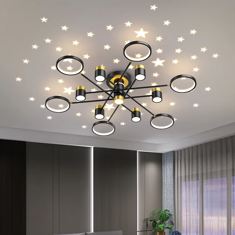 

Simple LED Modern Chandelier Lights For Living Dining Room Bedroom Villa Apartment Home Indoor Lighting Lamp Brightness Dimmable